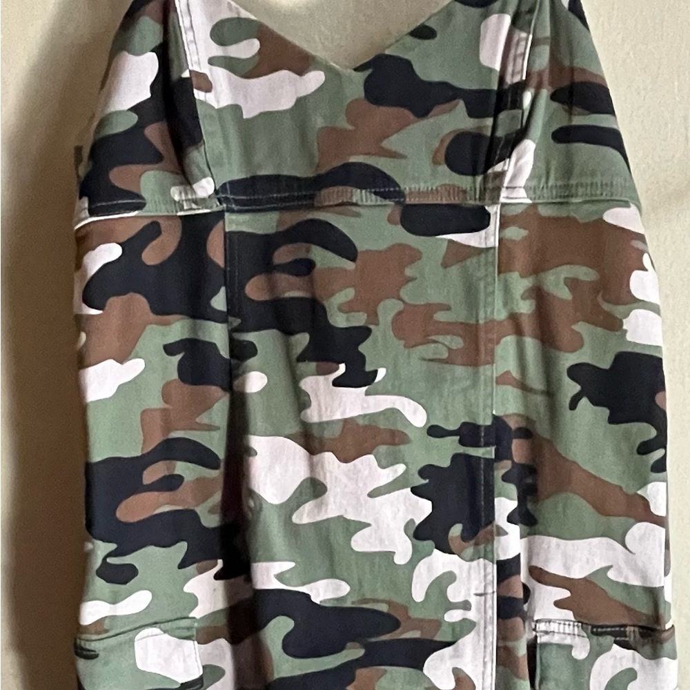Cargo Camouflage Pattern Sleeveless Dress